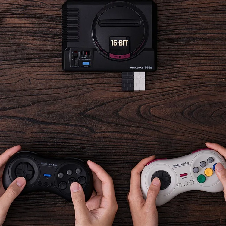 8BITDO M30 2.4G Wireless Gamepad with 6-Button Layout for Sega Genesis Mini / Mega Drive Mini / Switch - White