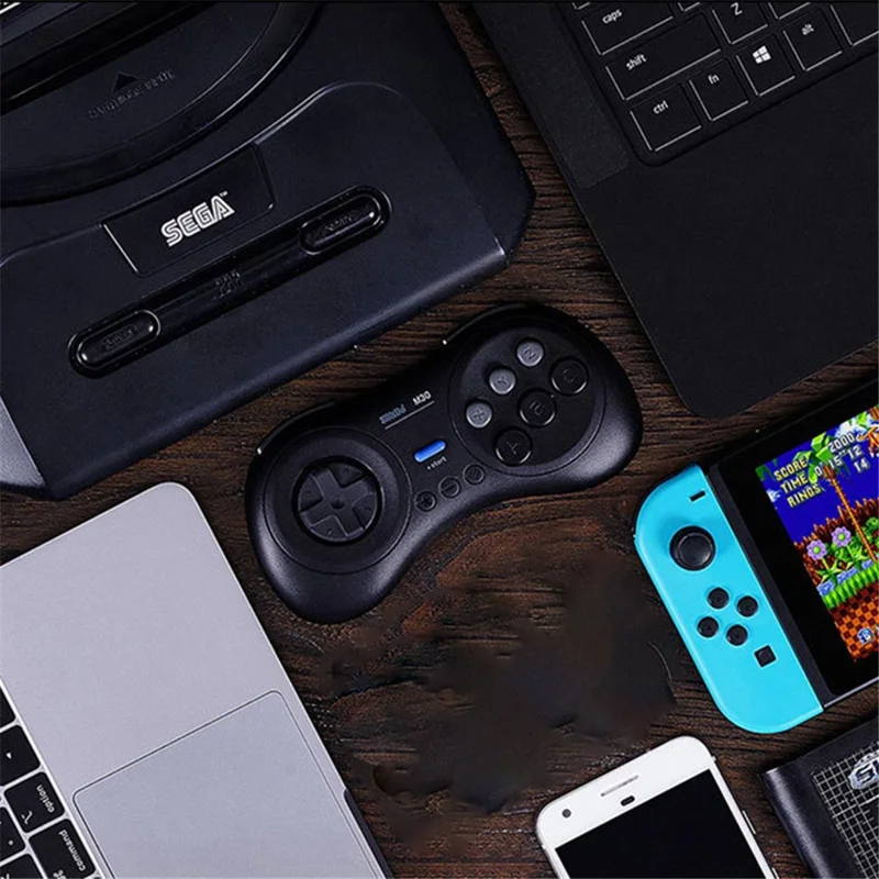 Controller 8BITDO M30 Bluetooth compatibile per Switch / Windows / Android Layout a 6 pulsanti per i giochi classici SEGA - Nero