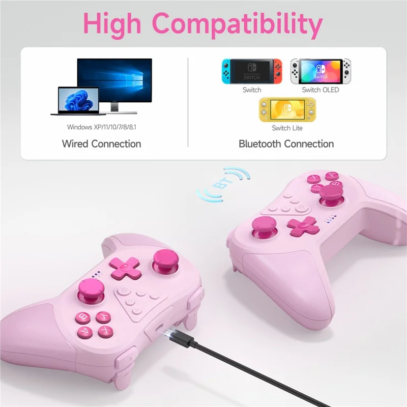 EASYSMX T37 Bluetooth-compatible  /  Wired 3D Joystick Game Controller Gamepad - Pink