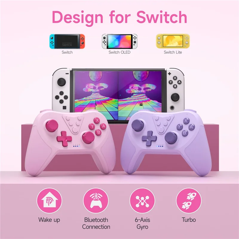 EASYSMX T37 Bluetooth-compatible  /  Wired 3D Joystick Game Controller Gamepad - Pink