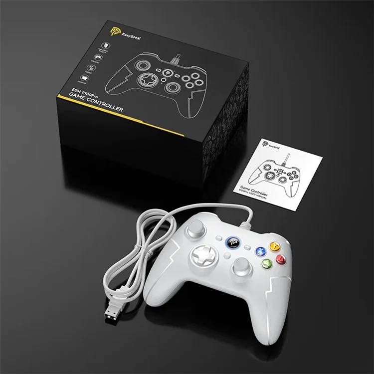 EASYSMX ESM-9100 Pro 2.1m Wired Game Controller Turbo Function Gamepad - White
