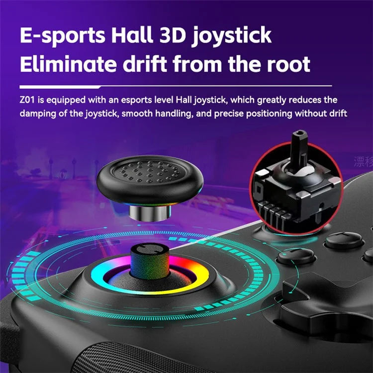 Z01 Wireless Bluetooth-compatible Controller for Nintendo Switch, Android, iOS, PC Gamepad with Hall Effect Triggers - Grey