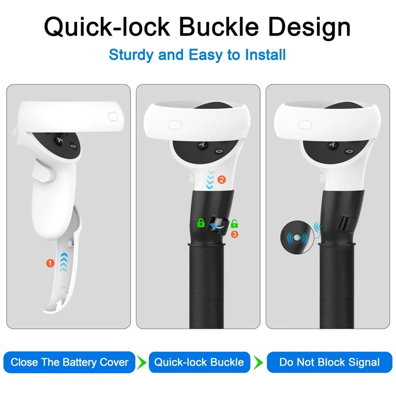 1 par till Meta Quest 2 VR-förlängningsgrepp VR-spelkontrollerns handtag - Svart