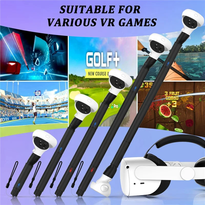 1 par till Meta Quest 2 VR-förlängningsgrepp VR-spelkontrollerns handtag - Svart