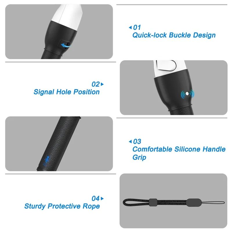 1 par till Meta Quest 2 VR-förlängningsgrepp VR-spelkontrollerns handtag - Svart