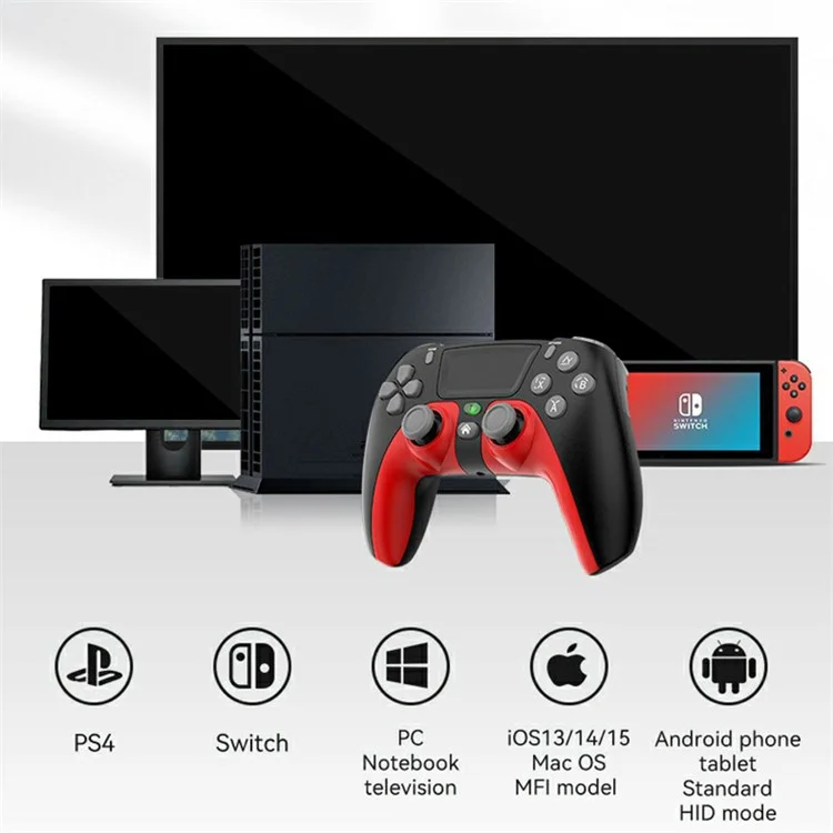 P08 PS4 Wireless Bluetooth Game Controller Compatible with PS4, Android, iOS, Switch - Blue / Black