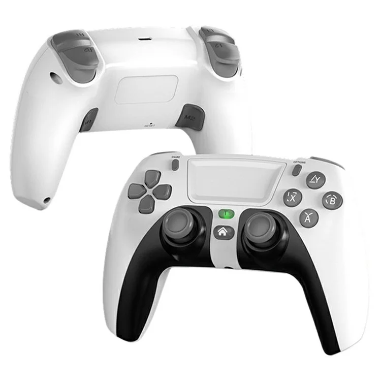 P08 PS4 Wireless Bluetooth-compatible Game Controller Compatible with PS4, Android, iOS, Switch - White / Black