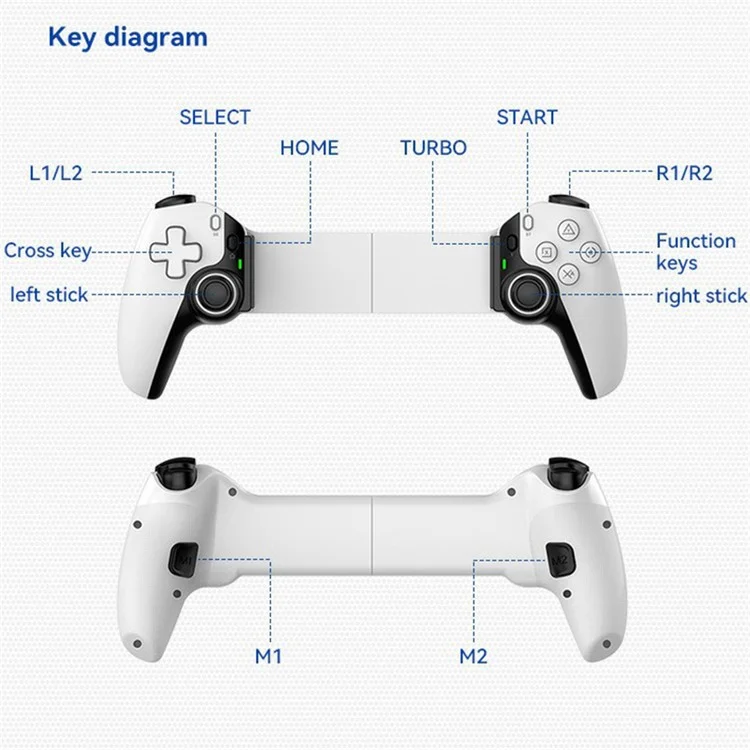 Controlador de Jogo Sem Fio Retrátil D9 para Nintendo Switch, Tablet e Telefone - Azul