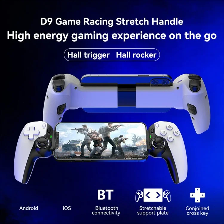 Controlador de Jogo Sem Fio Retrátil D9 para Nintendo Switch, Tablet e Telefone - Azul