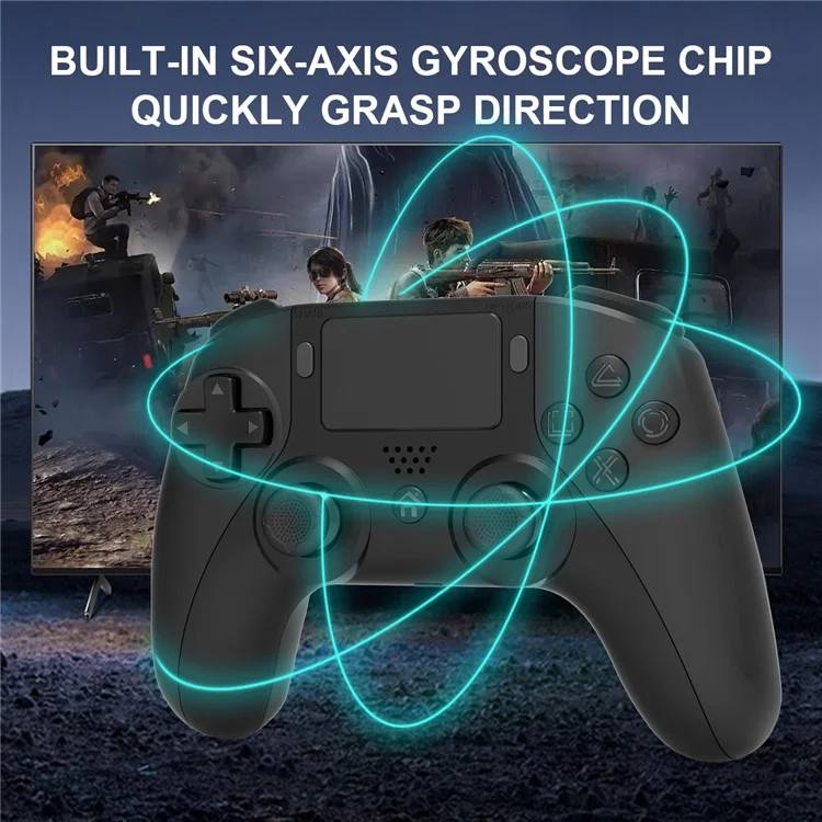 TOPWOLF HS-PS4252 For PS4 Bluetooth-compatible Controller PC Programmable Dual Vibration Gamepad - Black