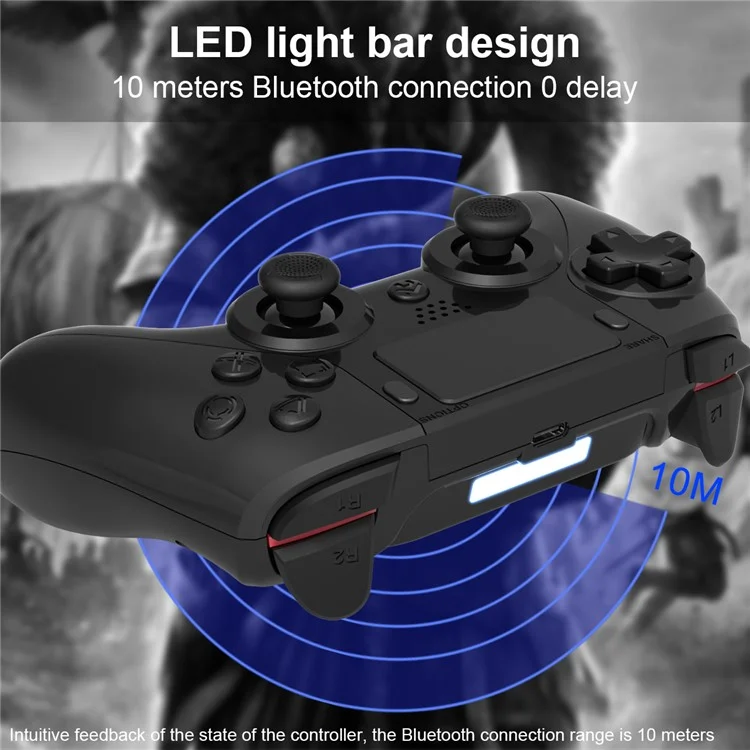 TOPWOLF HS-PS4252 For PS4 Bluetooth-compatible Controller PC Programmable Dual Vibration Gamepad - Black