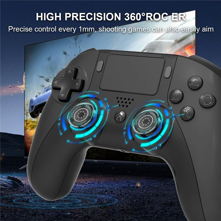 TOPWOLF HS-PS4252 For PS4 Bluetooth-compatible Controller PC Programmable Dual Vibration Gamepad - Black