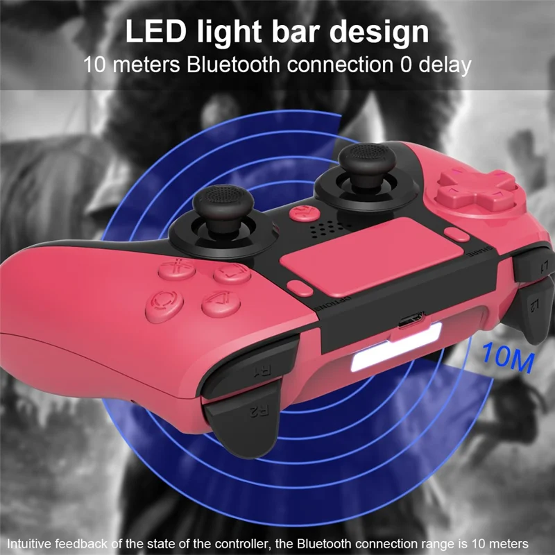 TOPWOLF HS-PS4252 Para Controlador Bluetooth PS4 PC Programável com Vibração Dual Gamepad - Roxo