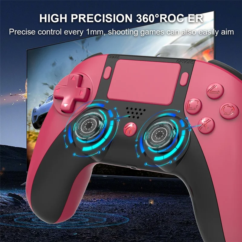 TOPWOLF HS-PS4252 Para Controlador Bluetooth PS4 PC Programável com Vibração Dual Gamepad - Roxo