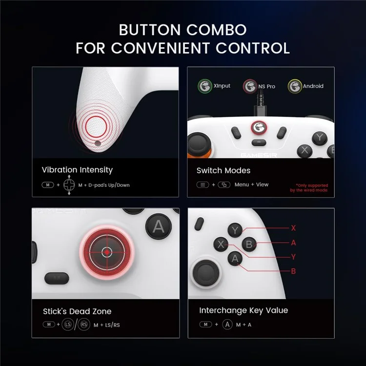 GAMESIR Nova Lite  Hand Grip Bluetooth-compatible Game Controller for Nintendo Switch PC - White