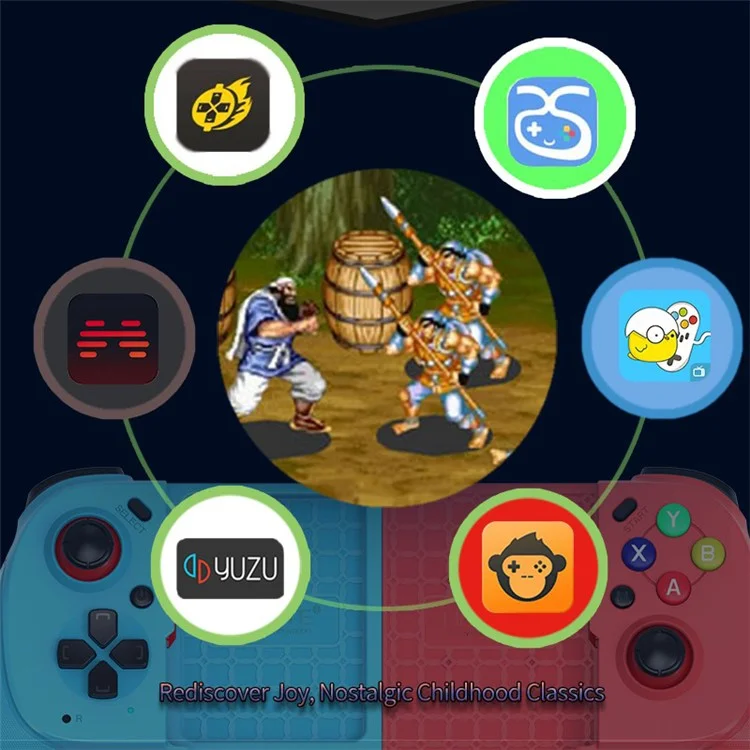 MOUTE 062 Stretchable Wireless Game Controller Hall Effect Joystick Gamepad - Red+Blue