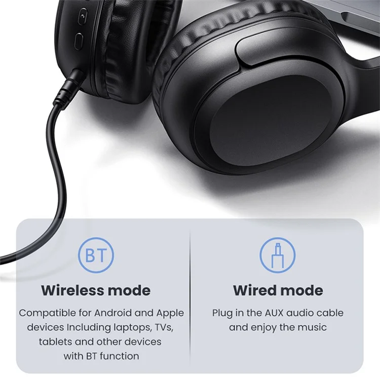 USAMS YG23 Fones de Ouvido Bluetooth 5.3 Over Ear Headset com Até 40H de Duração da Bateria