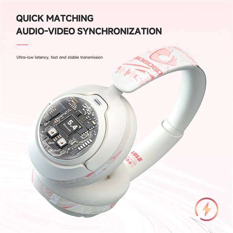 GT1 Bluetooth-compatible 5.4 Wireless Headset ANC Noise Reduction Gaming Headphones - Pink