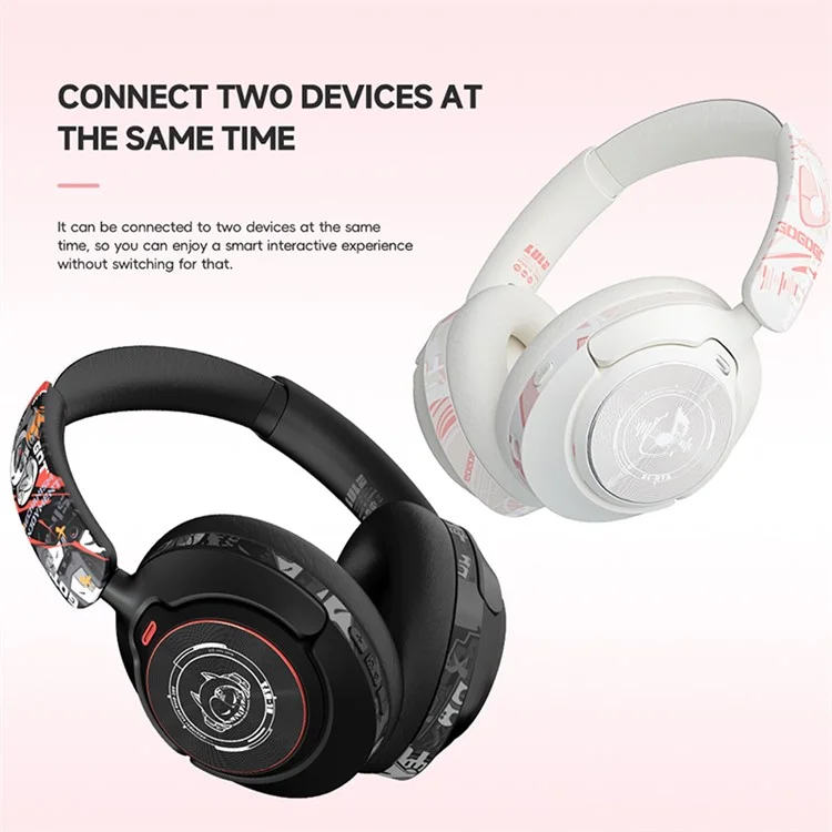 GT1 Bluetooth-compatible 5.4 Wireless Headset ANC Noise Reduction Gaming Headphones - Pink