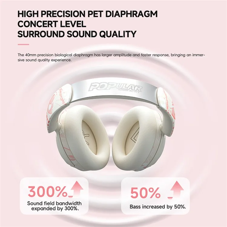 GT1 Bluetooth-compatible 5.4 Wireless Headset ANC Noise Reduction Gaming Headphones - Pink