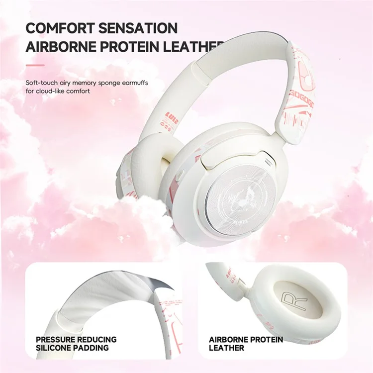 GT1 Bluetooth-compatible 5.4 Wireless Headset ANC Noise Reduction Gaming Headphones - Pink