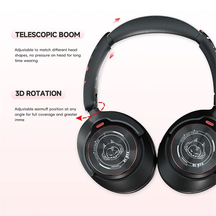 GT1 Bluetooth-compatible 5.4 Wireless Headset ANC Noise Reduction Gaming Headphones - Pink
