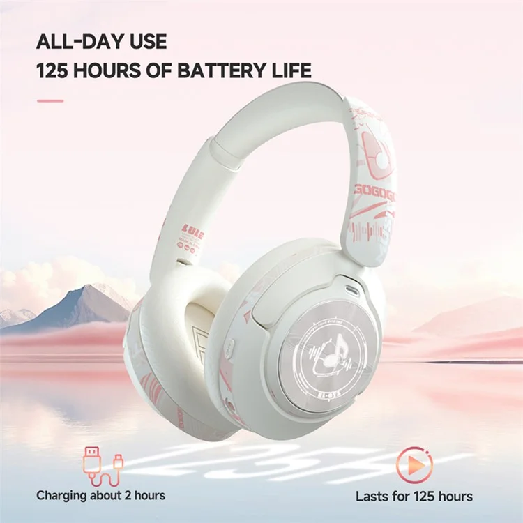 GT1 Bluetooth-compatible 5.4 Wireless Headset ANC Noise Reduction Gaming Headphones - Pink