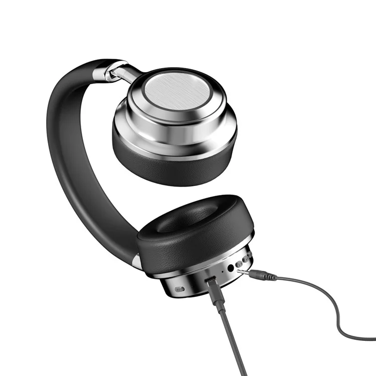 Casque sans fil rétro en métal CR-9 avec écouteurs supra-auriculaires Bluetooth 5.4 HiFi Music Gaming - Argent+Noir