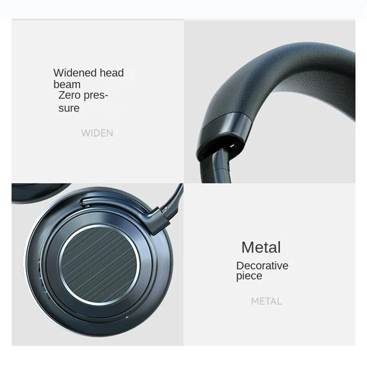 VJ364 ANC Noise Reduction Over-Ear Wireless Headset Bluetooth Heavy Bass Music Gaming Headphone - Schwarz