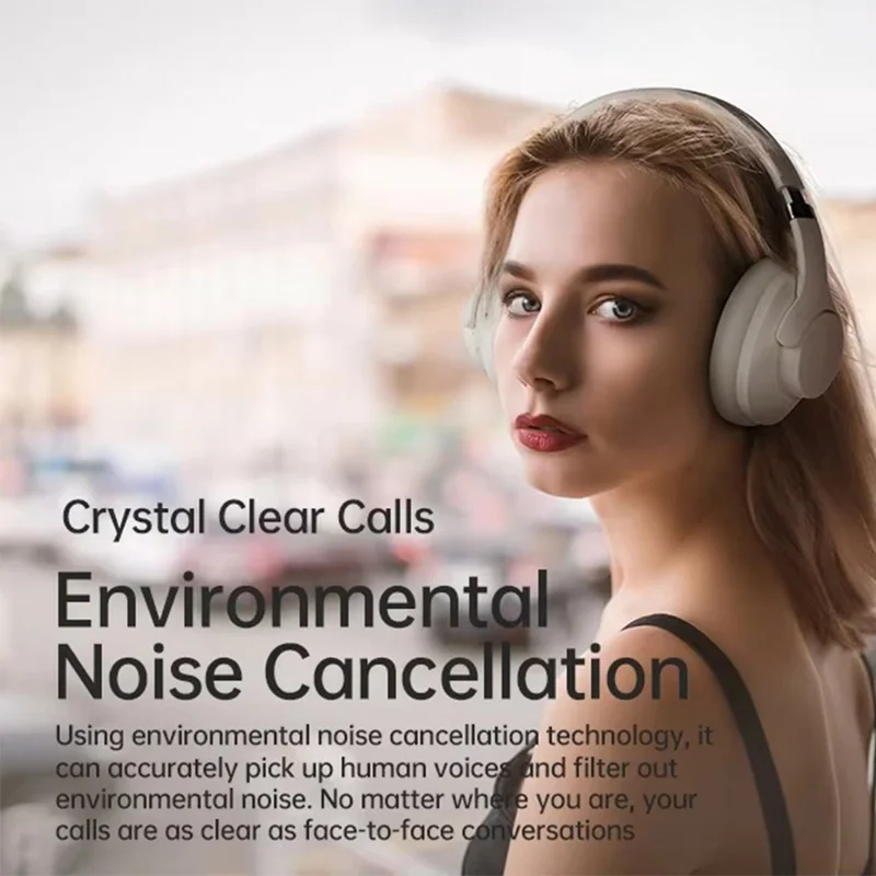 BT048 Active Noise Cancelling Wireless Headphone Bluetooth-compatible Heavy Bass Over-Ear Gaming Music Headset - Black