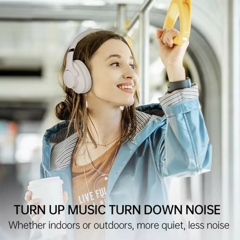 BT048 Active Noise Cancelling Wireless Headphone Bluetooth-compatible Heavy Bass Over-Ear Gaming Music Headset - Black