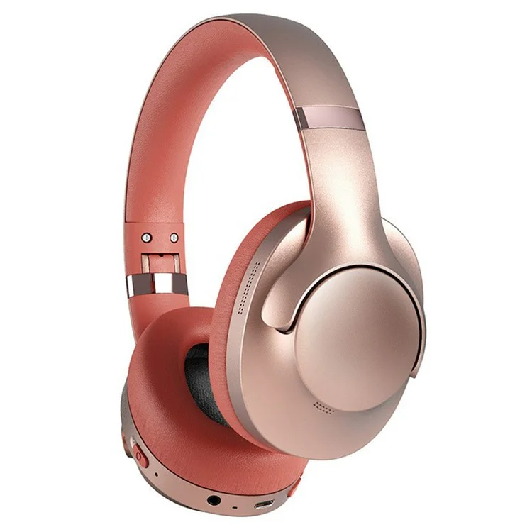 BT048 Active Noise Cancelling Wireless Headphone Bluetooth-compatible Heavy Bass Over-Ear Gaming Music Headset - Rose Gold