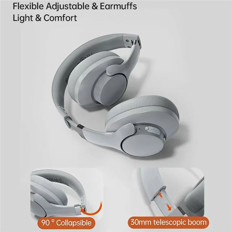 BT048 Active Noise Cancelling Wireless Headphone Bluetooth-compatible Heavy Bass Over-Ear Gaming Music Headset - Rose Gold