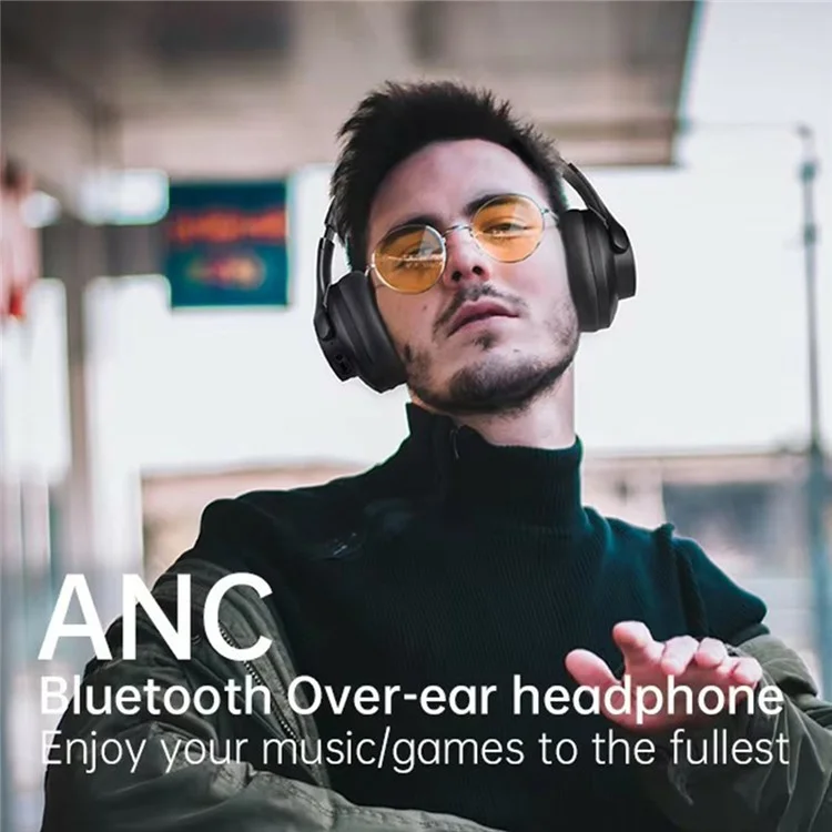 BT048 Active Noise Cancelling Wireless Headphone Bluetooth-compatible Heavy Bass Over-Ear Gaming Music Headset - Rose Gold