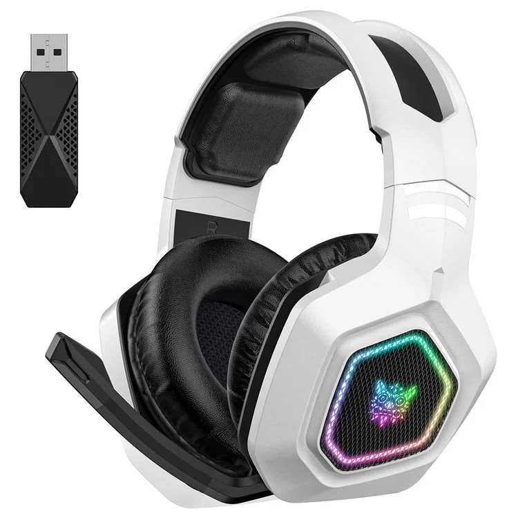 ONIKUMA B100 2.4G Wireless / Bluetooth-compatible 5.3 / Wired Over-Ear Headset RGB Light E-Sports Gaming Headphone - White