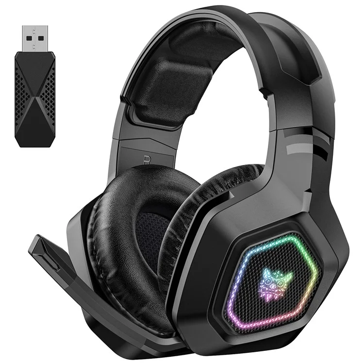 ONIKUMA B100 2.4G Беспроводная / Bluetooth 5.3 / Проводная накладная гарнитура с RGB-подсветкой для игровых ПК - Черный