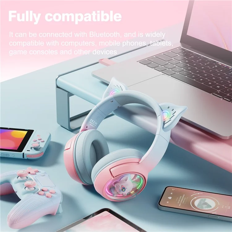 ONIKUMA B5 2.4G Wireless / Bluetooth-compatible / Wired Over-Ear Headset Cute Cartoon Game Music Headphone