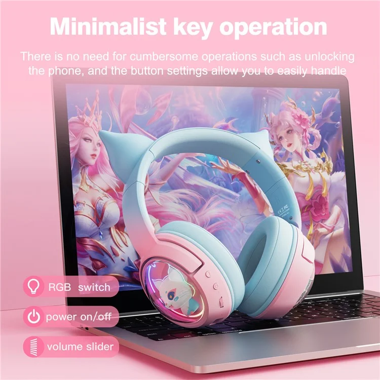 ONIKUMA B5 2.4G Wireless / Bluetooth-compatible / Wired Over-Ear Headset Cute Cartoon Game Music Headphone