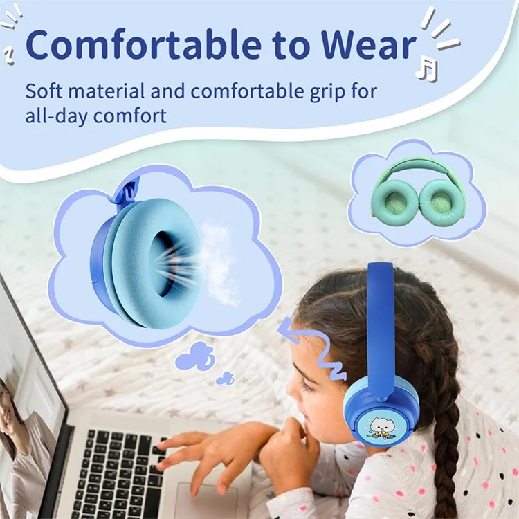 WIWU KTD-2 Kids Over-Ear Bluetooth-compatible Headphone Wireless Earphone Children Music Headset - Blue