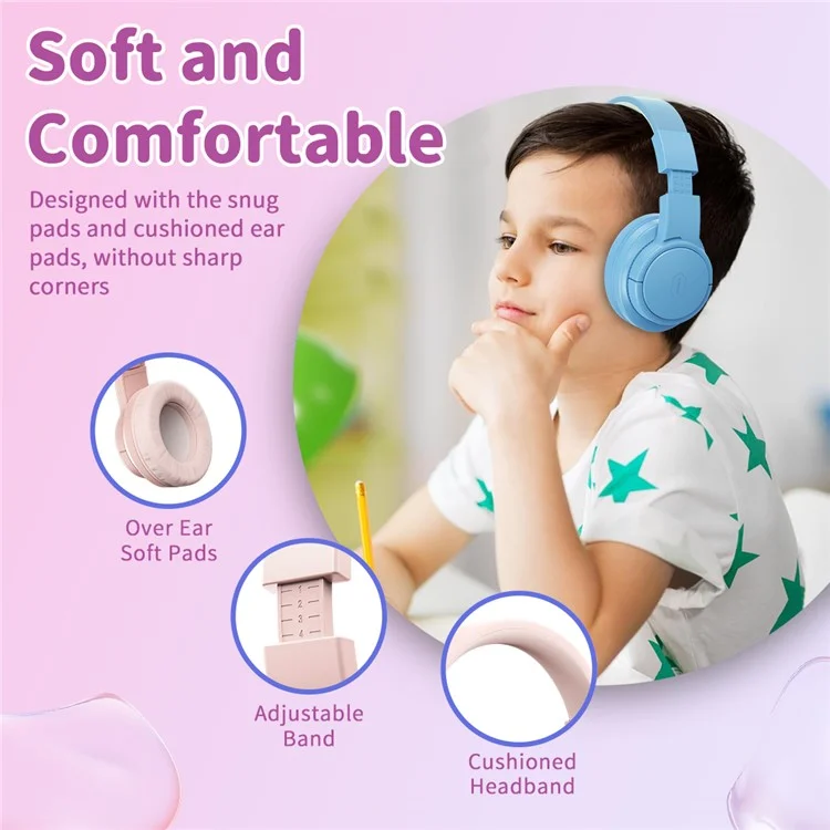 Casque filaire pliable WIWU KTD-01 pour enfants, casque d'écoute portable pour enfants, écouteurs de musique - Rose