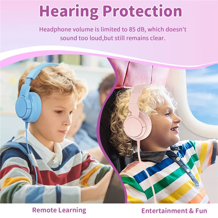 Casque filaire pliable WIWU KTD-01 pour enfants, casque d'écoute portable pour enfants, écouteurs de musique - Rose