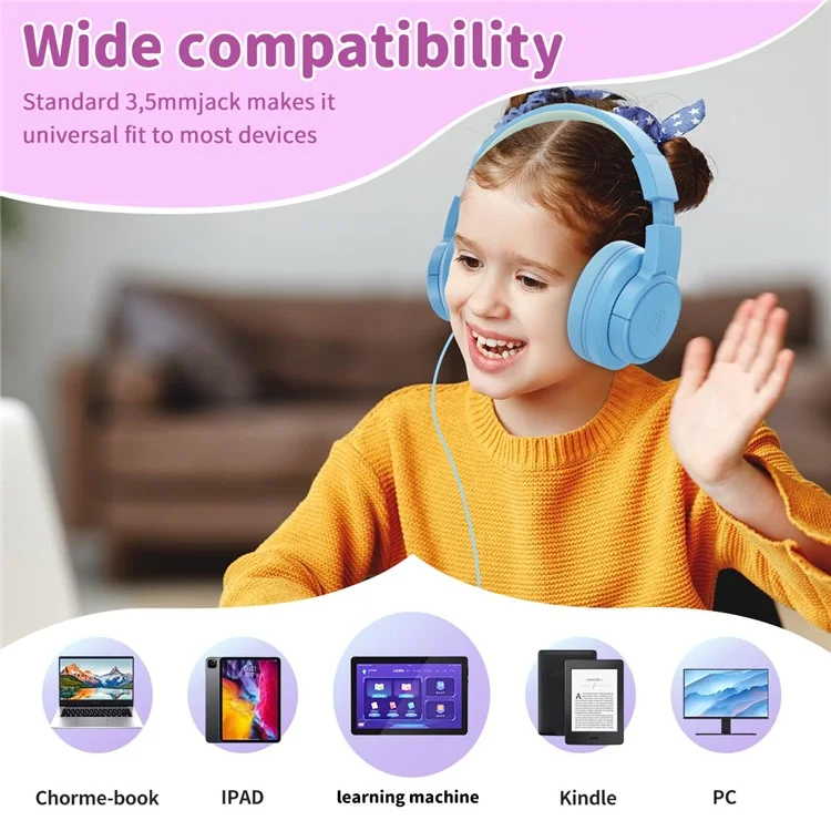 Casque filaire pliable WIWU KTD-01 pour enfants, casque d'écoute portable pour enfants, écouteurs de musique - Rose