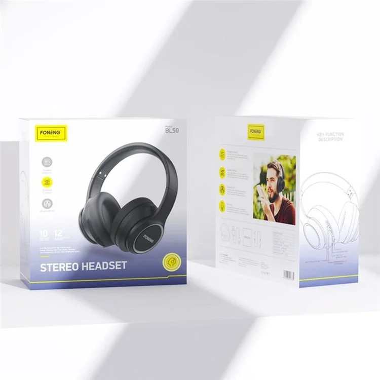 FONENG BL50 Беспроводная Bluetooth-стереогарнитура с наушниками Over-Ear для игр и музыки