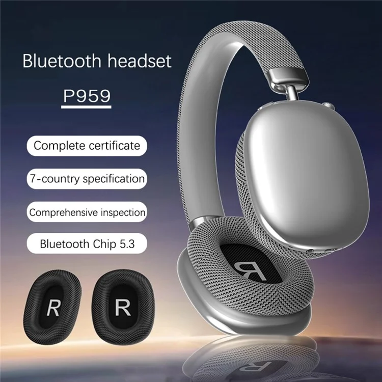 P959 Over-Ear-Kopfhörer Kabellos Bluetooth Gaming-Headset Ohrhörer für iPhone - Schwarz