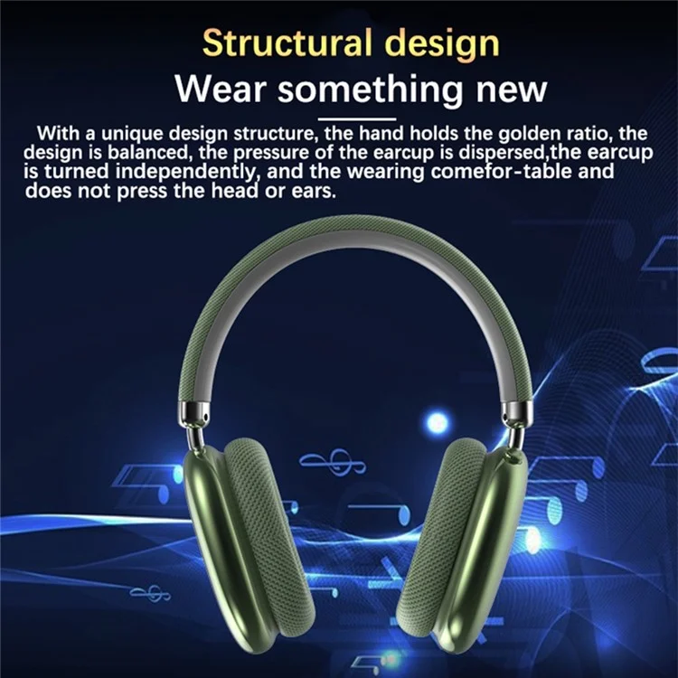 P959 Over-Ear-Kopfhörer Kabellos Bluetooth Gaming-Headset Ohrhörer für iPhone - Schwarz