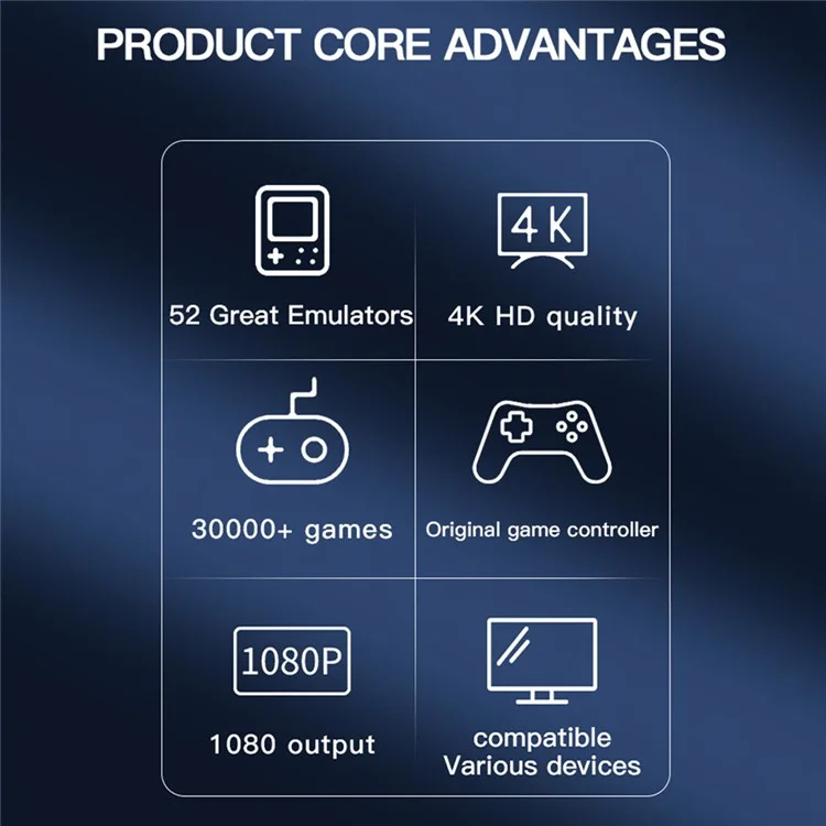 m22 Game Stick 4K, Dual 2.4G Wireless Game Controllers with 128G 30000+ Games for TV