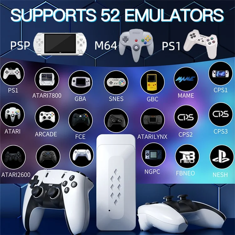 m22 Game Stick 4K, Dual 2.4G Wireless Game Controllers with 64G 30000+ Games for TV