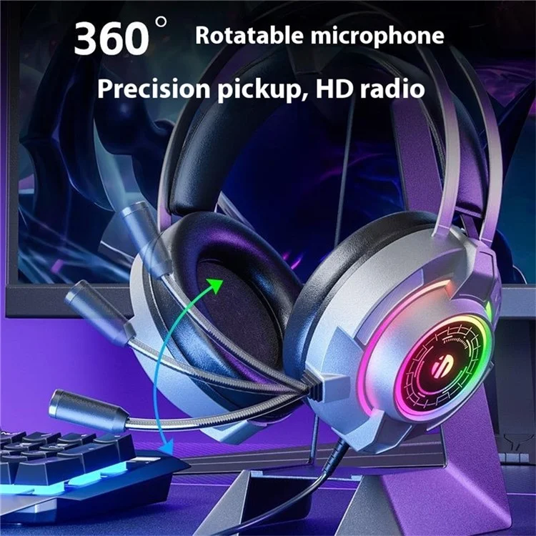 INPHIC G2 USB Wired Headphone Gaming Headset with Microphone RGB Backlight for PC Computer