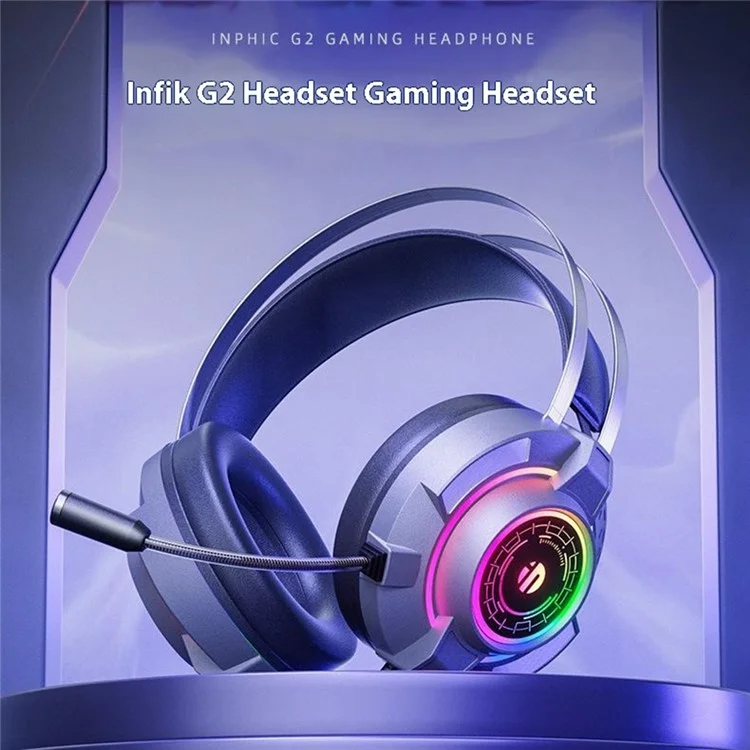 INPHIC G2 USB Wired Headphone Gaming Headset with Microphone RGB Backlight for PC Computer