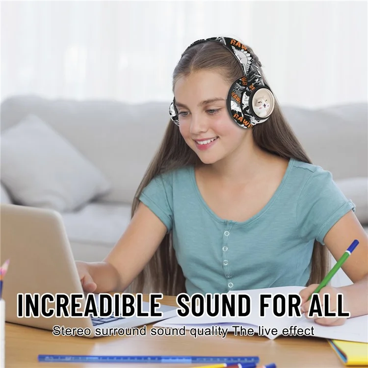 AKZ 36 Creative Graffiti Bluetooth-compatible Headphone FM Radio Foldable Stereo Wireless Headset - Blue